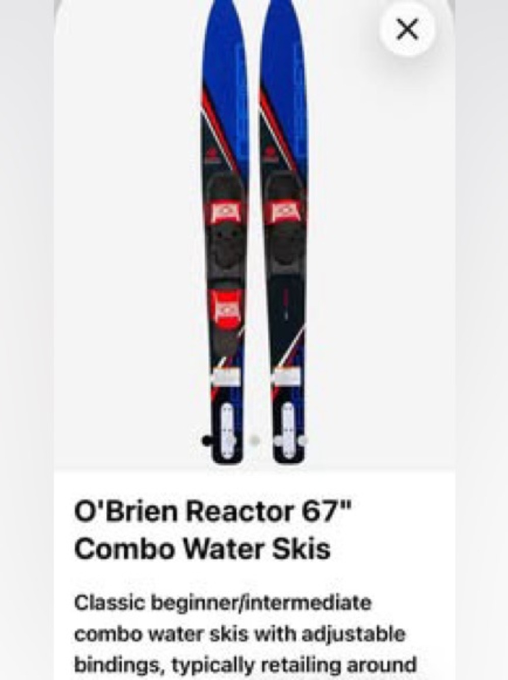 Reactor 67" Combo Water Skis - Blue/Black/Red